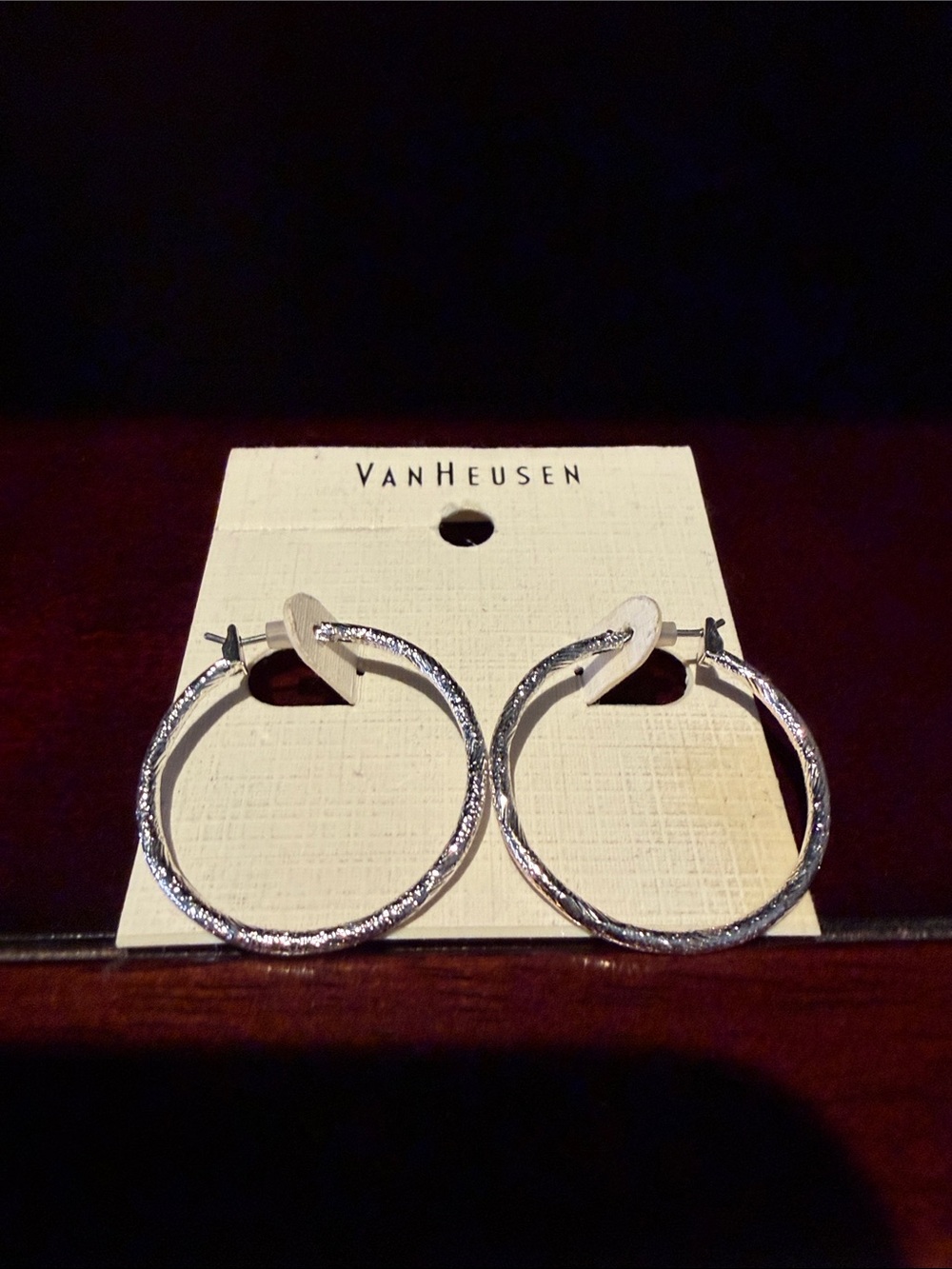 Van Heusen Shimmer Textured Silver Hoop Earrings